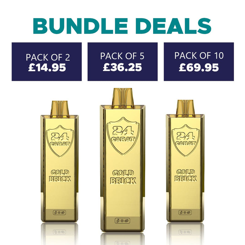 24 Carat Gold Brick 6999 Puffs Disposable Vape - Starting From £4.20