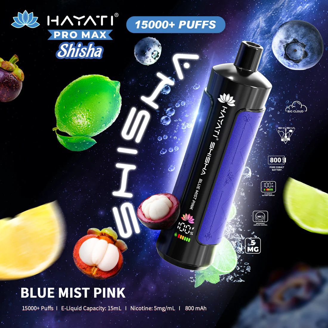 Hayati Pro Max Shisha 15000+ Puffs Disposable Vape