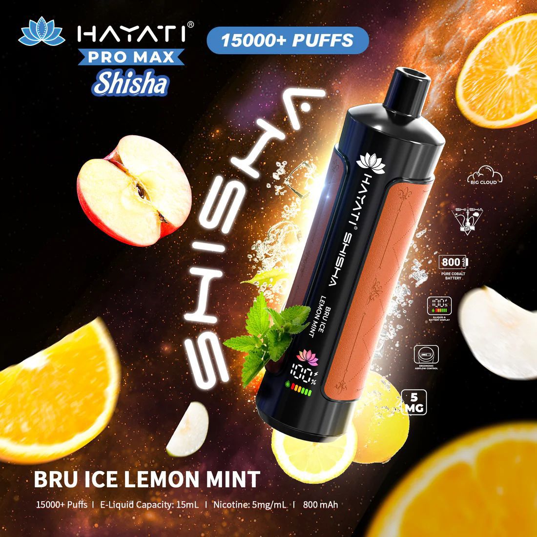 Hayati Pro Max Shisha 15000+ Puffs Disposable Vape