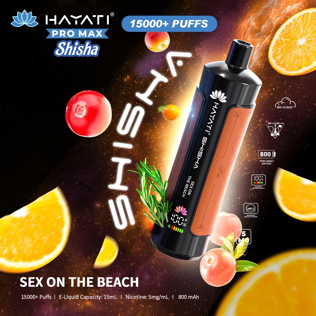 Hayati Pro Max Shisha 15000+ Puffs Disposable Vape