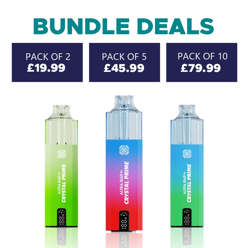 Aura Bar 10k Puffs Prefilled Vape By Crystal Prime - Starting From £8.00