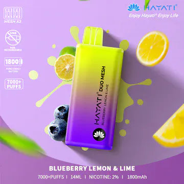 Hayati Duo Mesh 7000 Puffs Disposable Vape blueberry lemon & lime