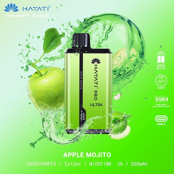 Hayati Pro Ultra 15000 Puffs Disposable Vape Apple Mojito