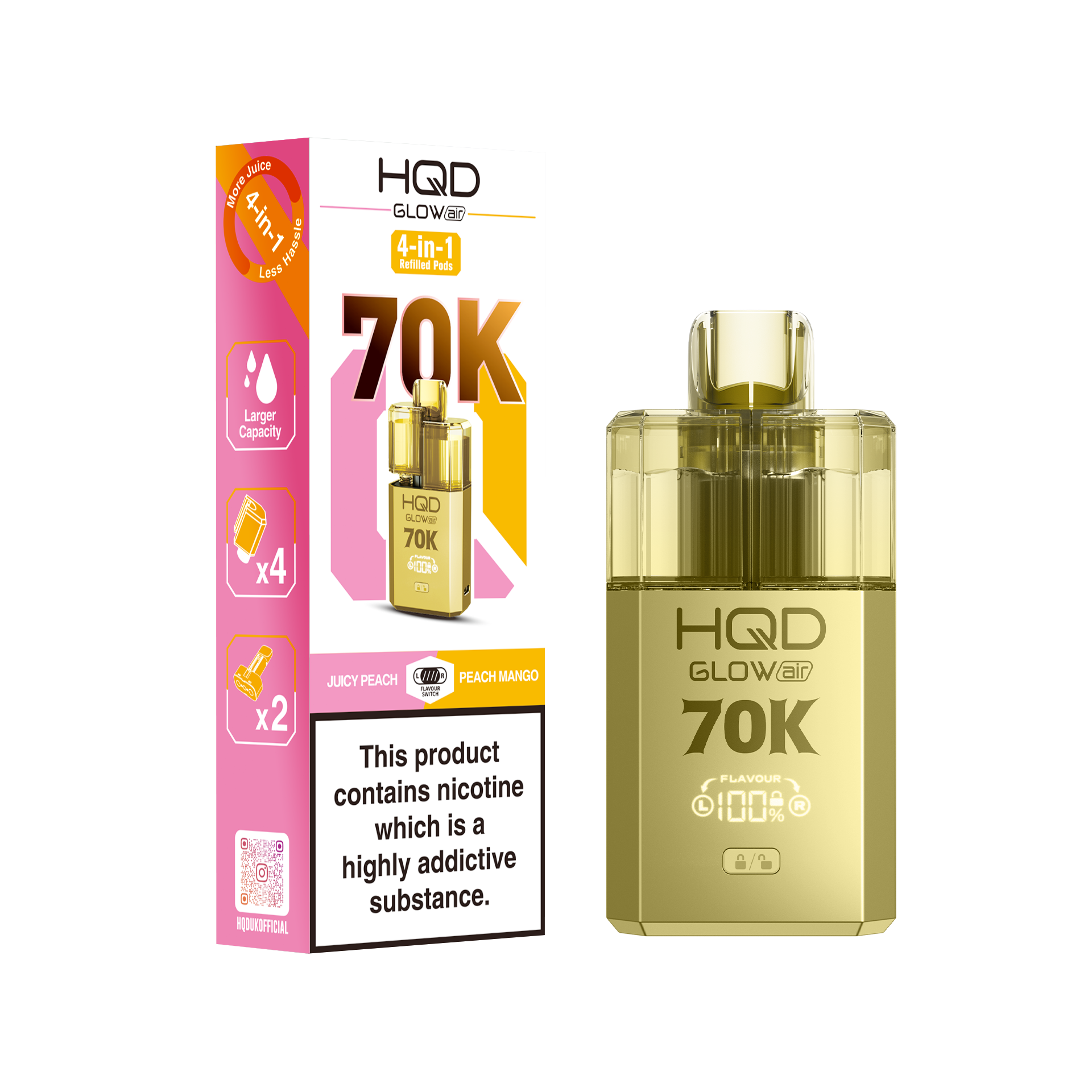 HQD Glow Air 70K Prefilled Pod Kit | 11.49 HQD Glow Air 70K Prefilled Pod Kit | 11.49