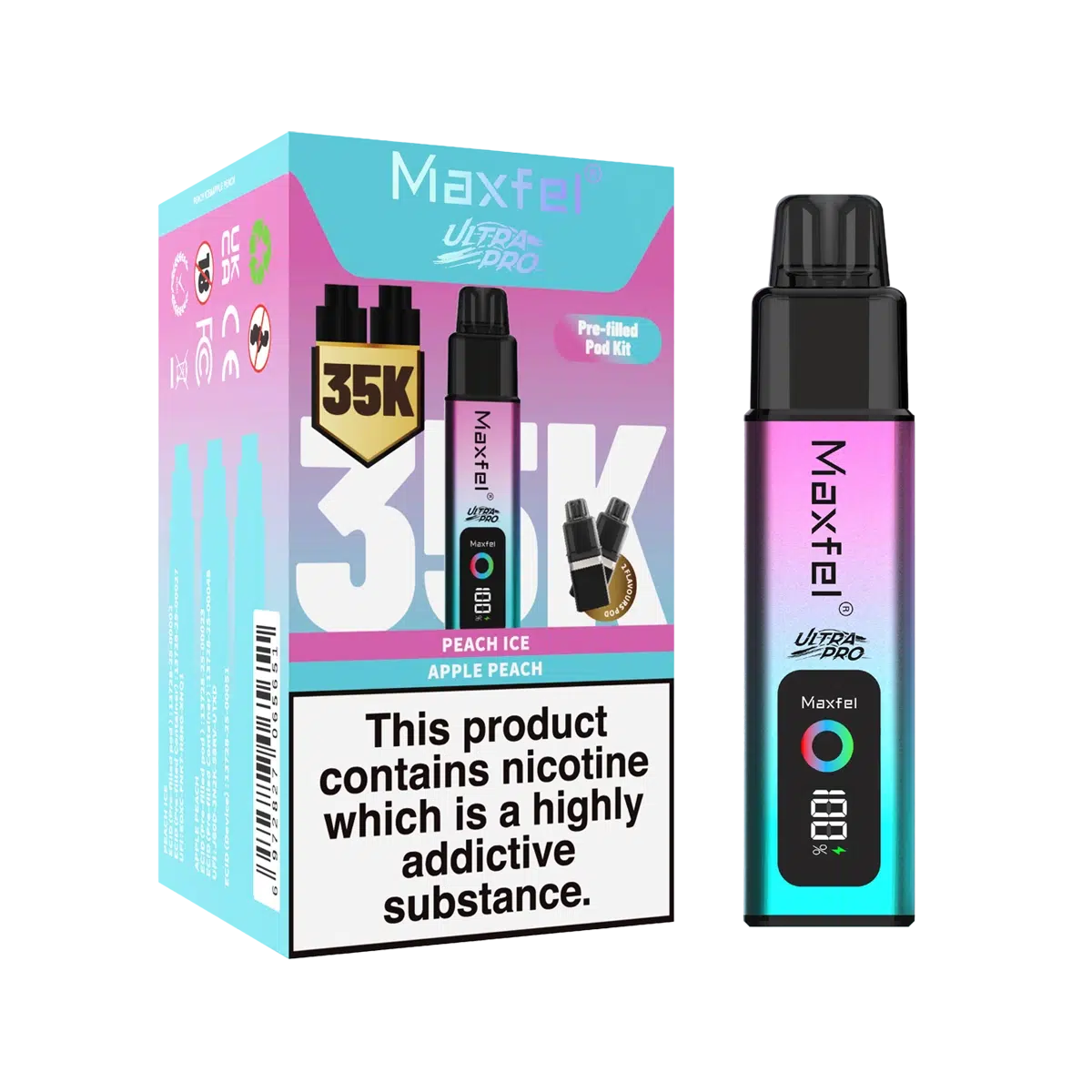 pre filled pod vapes Maxfel Ultra Pro 35k, 35000 Puffs Prefilled pod kit