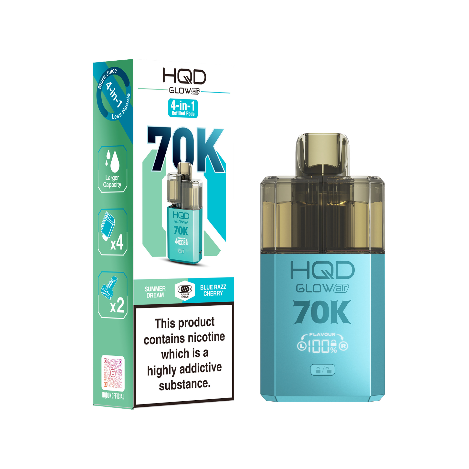 HQD Glow Air 70K Prefilled Pod Kit | 11.49 HQD Glow Air 70K Prefilled Pod Kit | 11.49