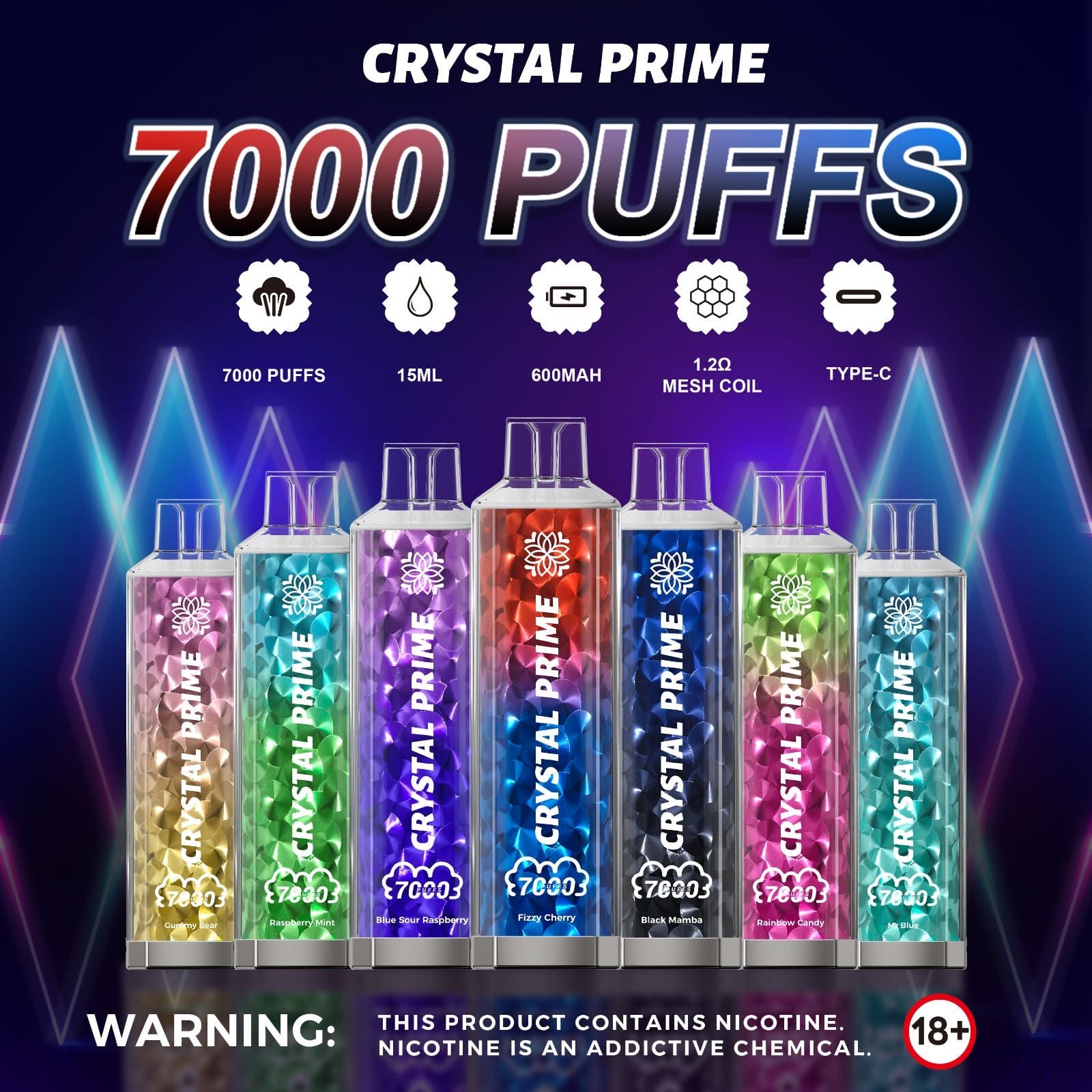 3d Crystal Prime 7000 Puffs Disposable Vape