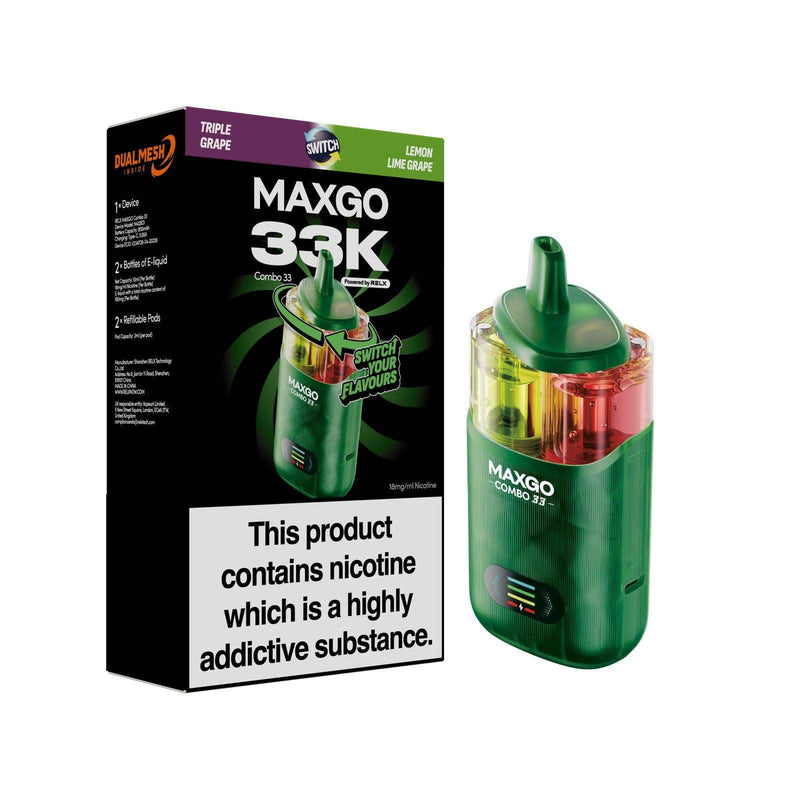 RELX Maxgo Combo 33k, 33000 Puffs Prefilled Pod Kit Dual Flavor - Starting From £10.50