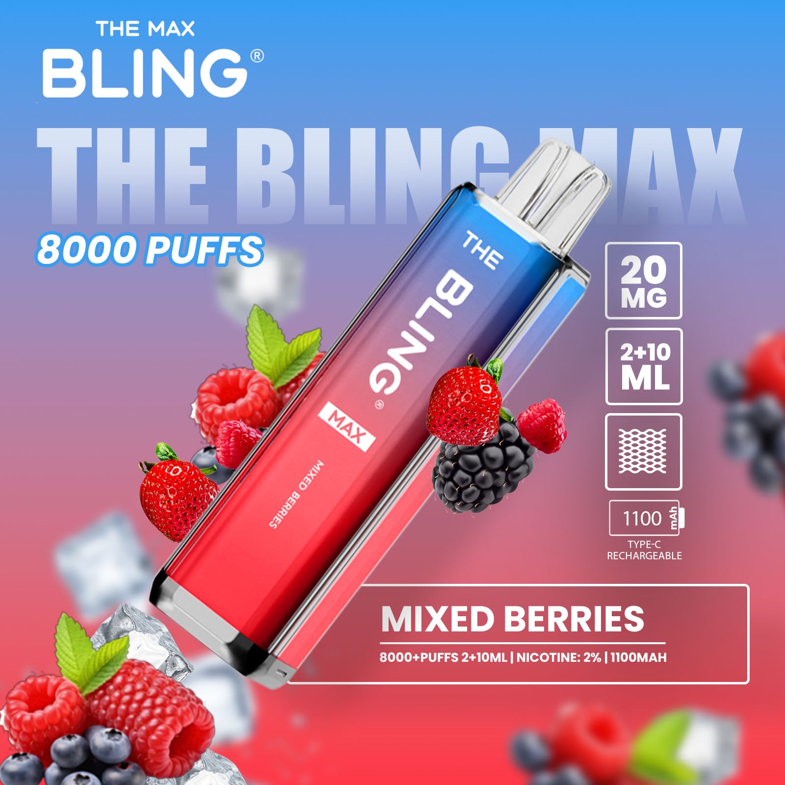 The Crystal Bling Max 8000 Puffs Prefilled Pod Vape Kit | Starting From 7.60 The Crystal Bling Max 8000 Puffs Prefilled Pod Vape Kit | Starting From 7.60